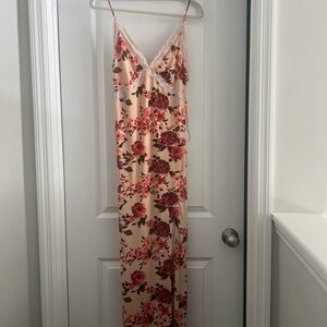Floral Lace Trim Slip Dress